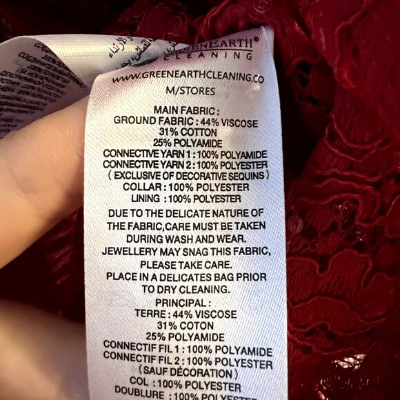 Self-Portrait Women's Red Sequin Lace Mini Dress short sleeve size 12 New - Picture 7 of 10